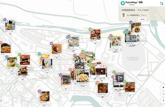 JR亀岡駅周辺グルメMAPの画面