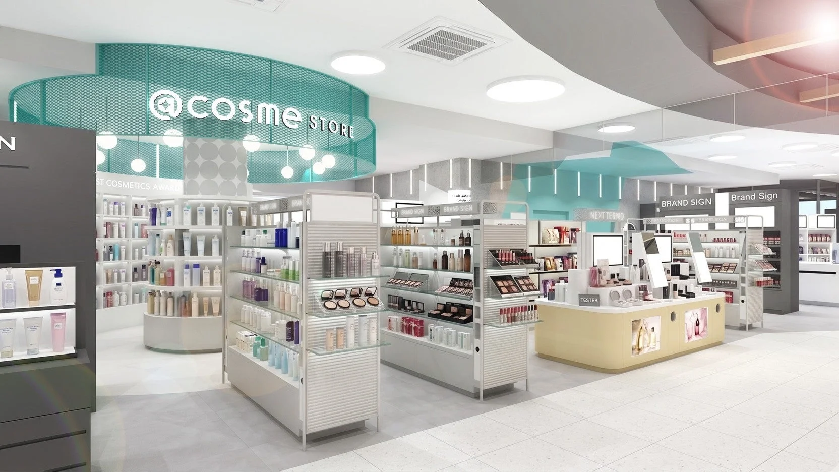 @cosme STOREの店内ディスプレイ
