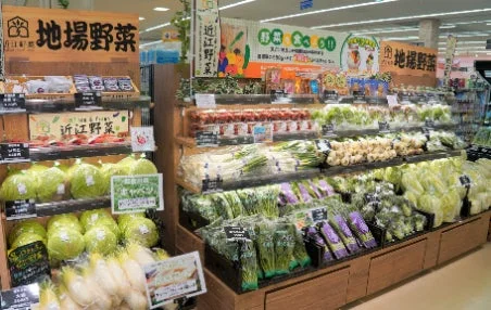 新鮮な野菜が並ぶ青果コーナー