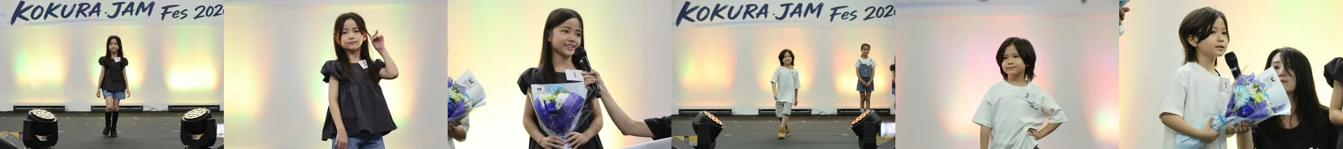 KOKURA JAM Fest 202と書かれたイベント会場のステージで、子供たちがパフォーマンスを行っています。